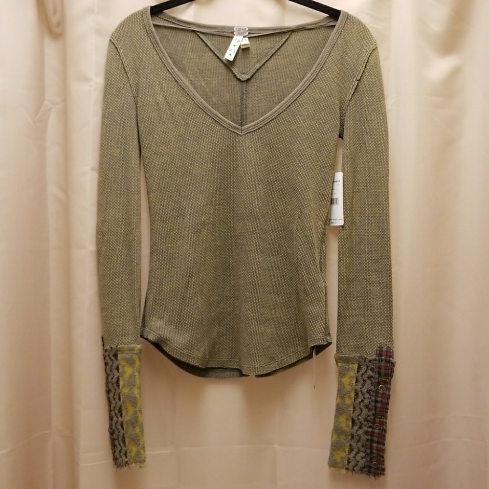 Free People Art School Cuff Thermal Green XS